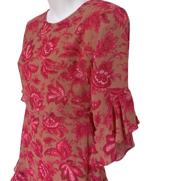 Sundae Muse Pink Floral Ruffle Bell Sleeve Mini Christy Dress Size US Sm… - Picture 5 of 11